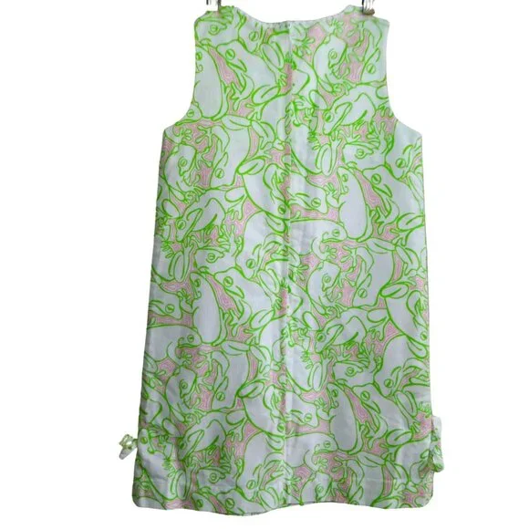 Lilly Pulitzer Originals Girls Shift Dress Green Pink Lilly Pad Hidden Frogs 10 - Picture 6 of 9